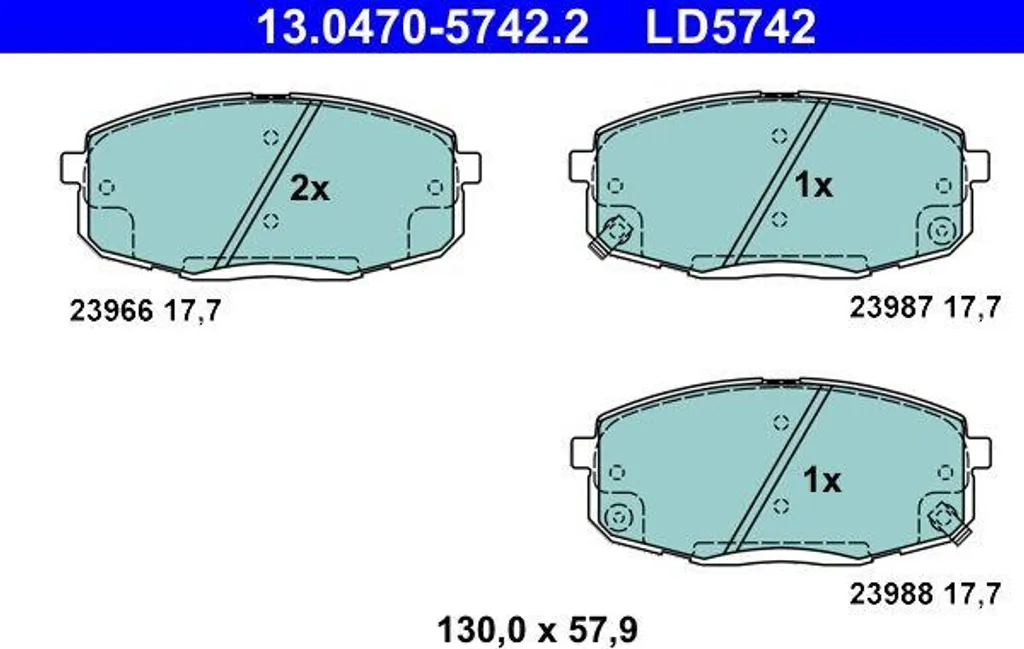 Jeu de Plaquettes de Frein ATE 13.0470-5742.2 pour Hyundai i30 et Ceed