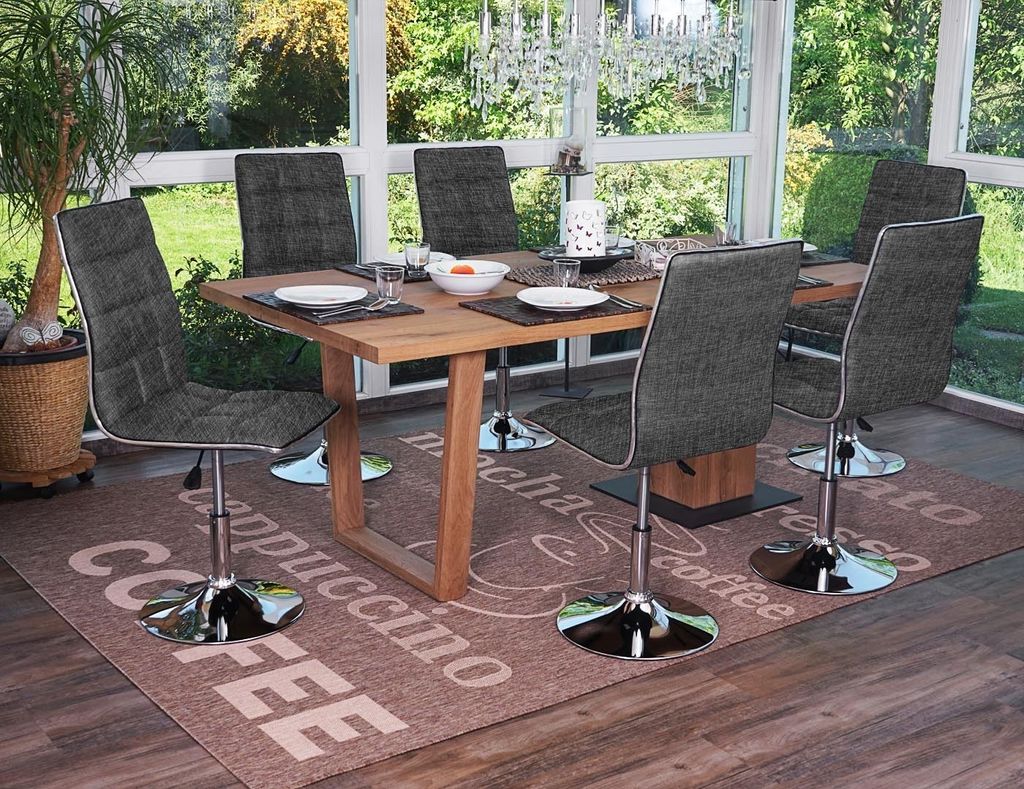 6er-Set Esszimmerstuhl MCW-C41, Stuhl Küchenstuhl, Stoff/Textil MVG hellgrau