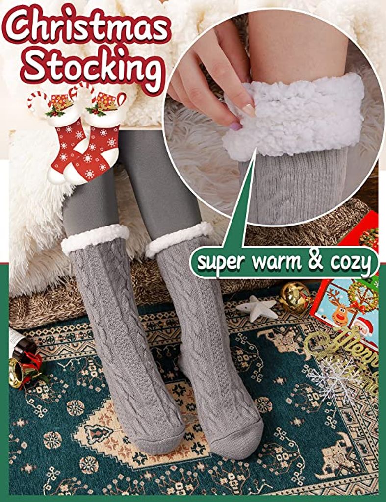 CATOR Kuschelsocken Mit Rutschfester Sohle – Dicke Wintersocken, Größe 39-43, Rot