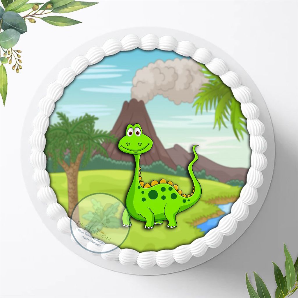 Für die Geburtstags Torte, Zuckerbild mit dem Motiv: Dinosaurier , Dino, Essbares Foto für Torten, Fondant, Tortenaufleger Ø 20cm, 0287c