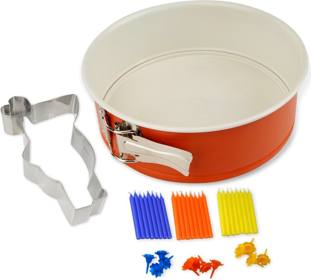 Dr. Oetker Springform-Set DieMaus, runde Backform Ø 26 cm, hochwertiger Riesen-Ausstecher, Backrahmen zum Ausstechen, Kerzen für Kuchen und Torte...