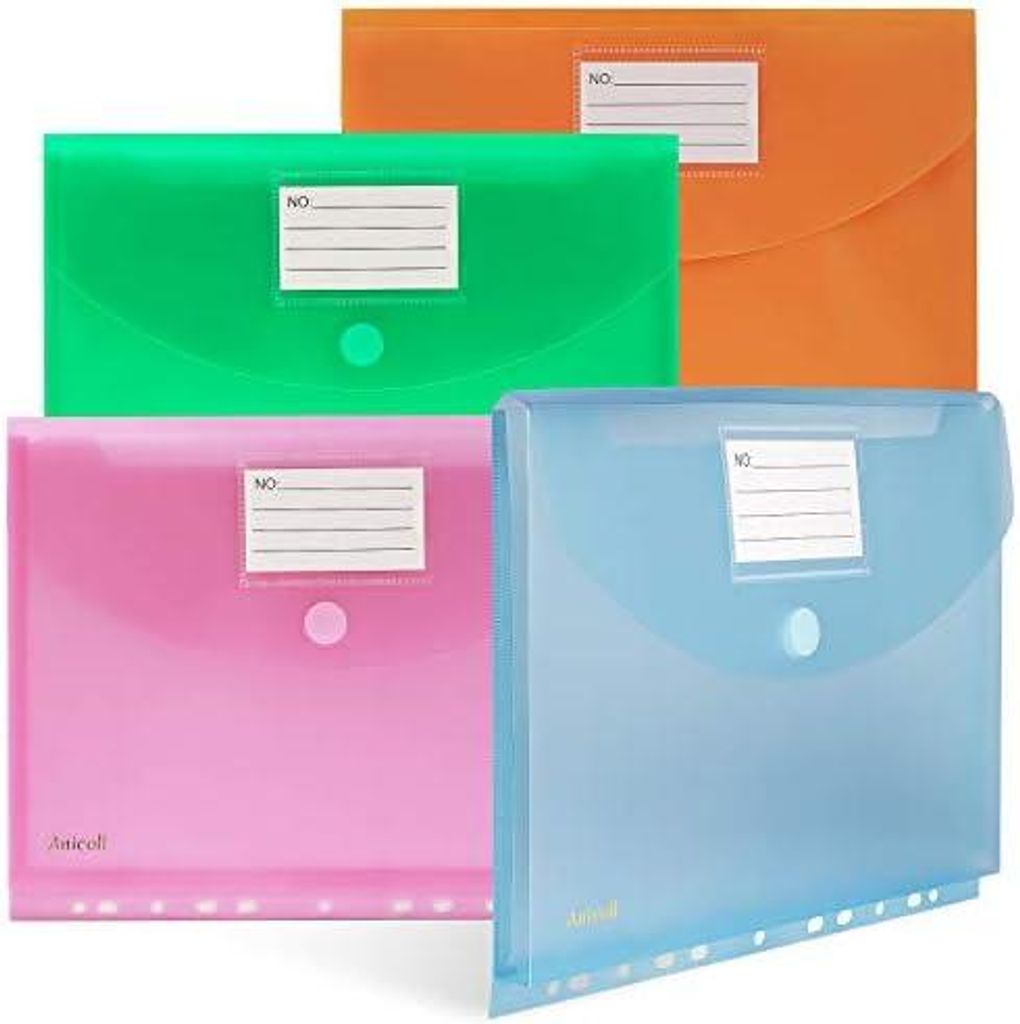 Dokumententasche A4-20 Pack dreidimensionale A4 Dokumentenmappe Sammelmappen für Dokumente Organisieren mit Binderlöcher/Klettverschluss und Etik...