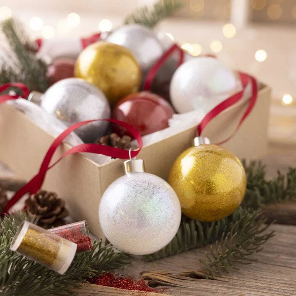 Set da 6 Palle di Natale in Vetro da 10 cm Decorate con Juta