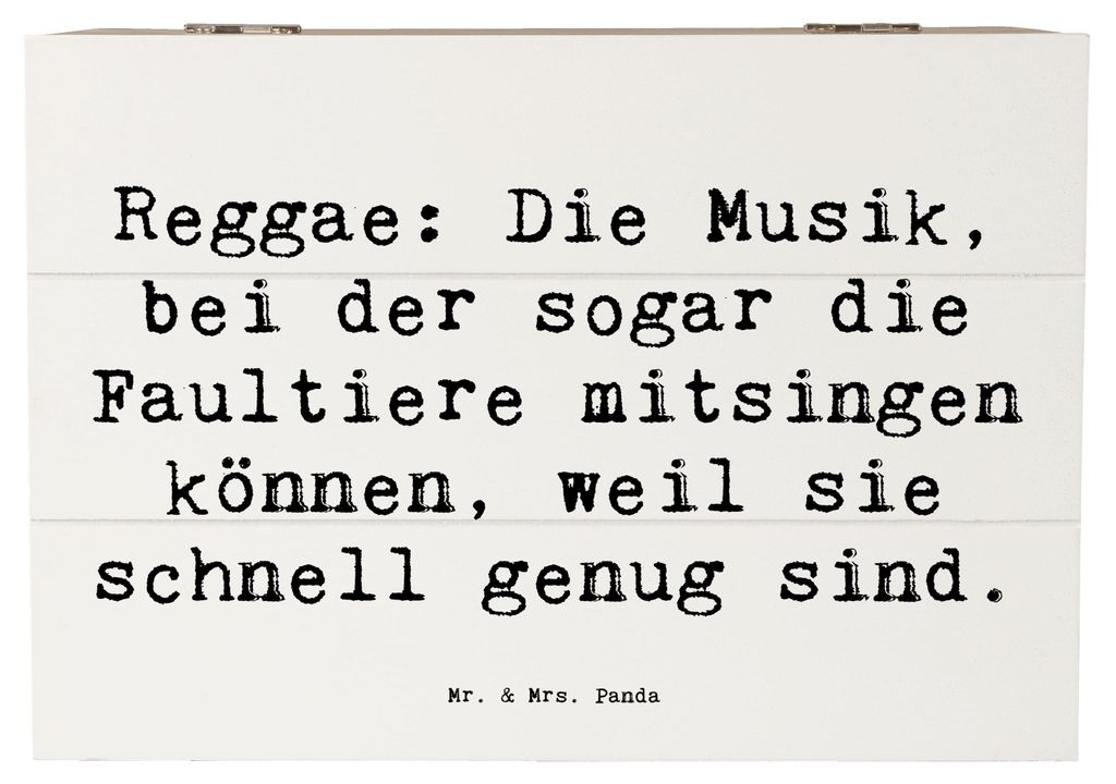 Mr. & Mrs. Panda Box Spruch Reggae Freude 22 x 15 cm - Weiß - Geschenk, Offbeat, Holzbox mit Deckel, Geschenke für Musikfans, Jazz, Musikliebhabe...