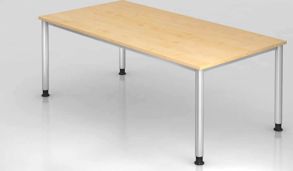 Sitz-Steh-Schreibtisch Olavi | Ahorn | Breite 200cm | Höhe 68,5-81cm | stufenlos höhenverstellbar | Rechteckform