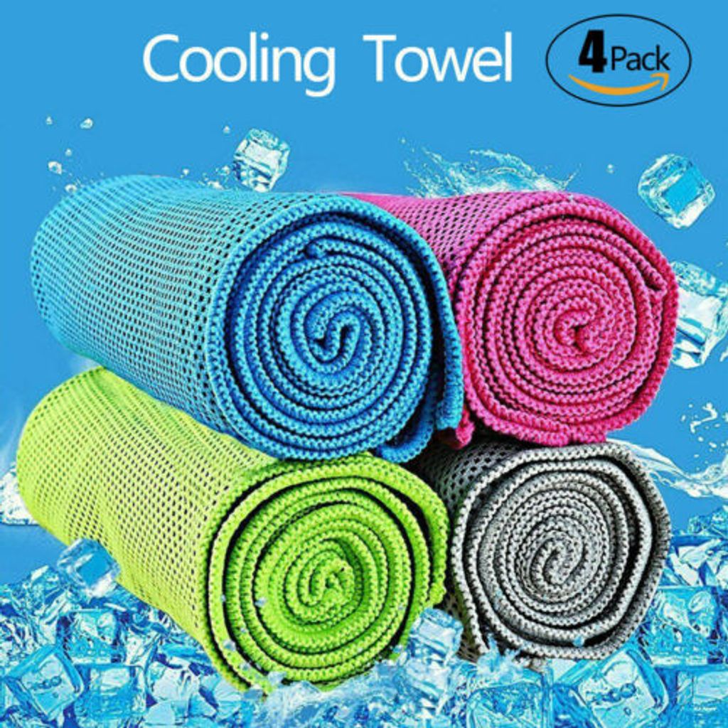 4 Stk Kühlhandtuch Kühlendes Handtuch Kühltuch Sporthandtuch Cooling Towel DE 