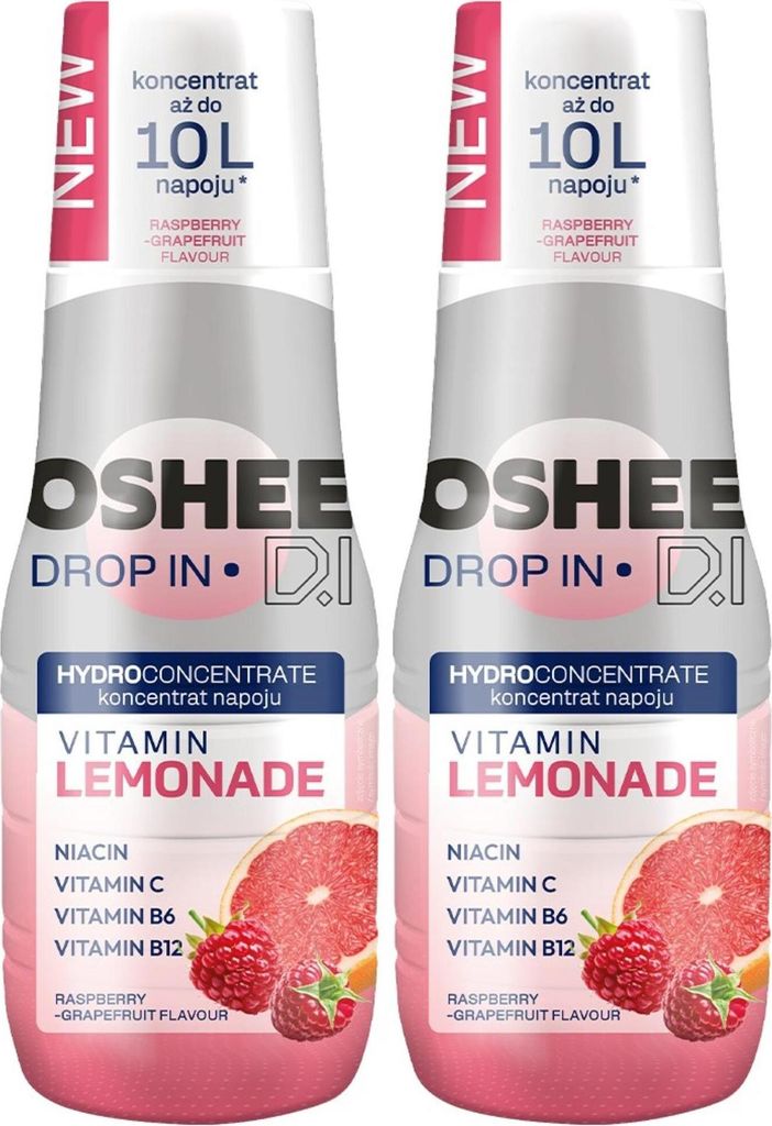 OSHEE Tropfen Vitamin Limonade Himbeer-Grapefruit-Sirup 500ml, 2 Stück