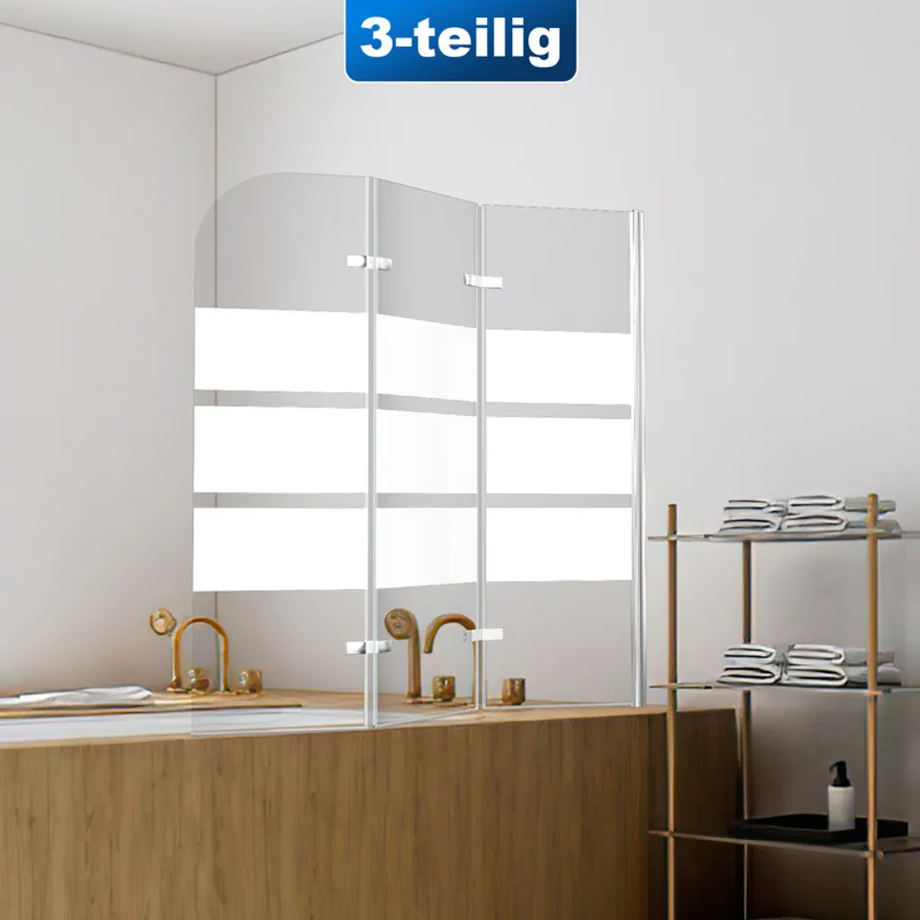 Hengda bagno allegato schermo pieghevole vasca da bagno cabina doccia schermo doccia in 6 mm NANO rivestimento facile da pulire 181 ° ESG vetro trasparente 3 pezzi pieghevole 120 * 140CM bianco