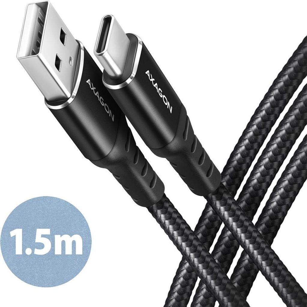 Axagon BUCM-AM15AB HQ USB-C <> USB-A Kabel 1.5 m, 1,5 m, USB A, USB C, USB 2.0, 0,48 Gbit/s, Schwarz