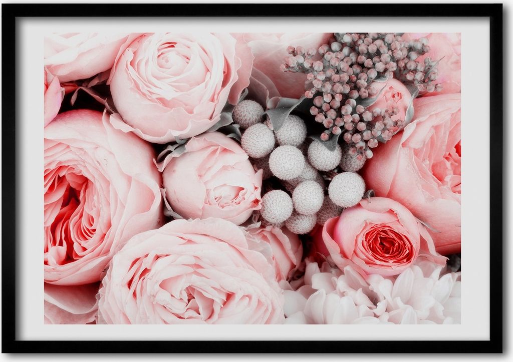 Bild - Bilderrahmen - 100 cm x 70 cm - MDF - Rahmen - Foto - Wandkunst Blumenstrauß