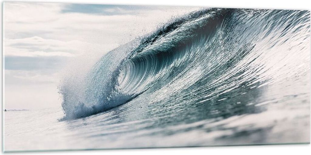 Bilder auf glas - Einteilig - Welle Meer Ozean - 120x50cm - Glasbilder - Wandbilder - Bilder - zum Aufhängen bereit - Wanddekoration aus Glas - Gl...