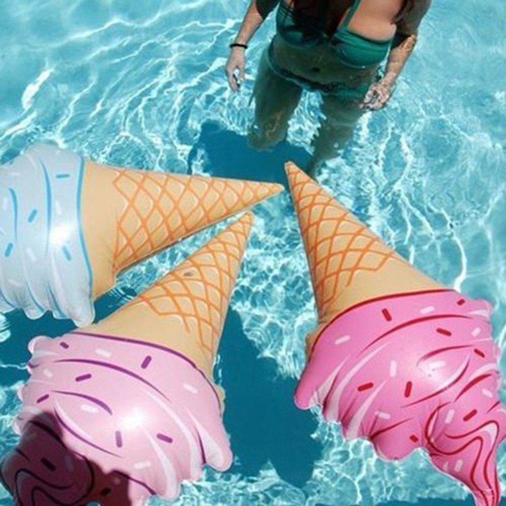 Schwimmbecken Schwimmer Wasser Schwimmring Eiscreme Form Aufblasbares Spielspielzeug-Blau