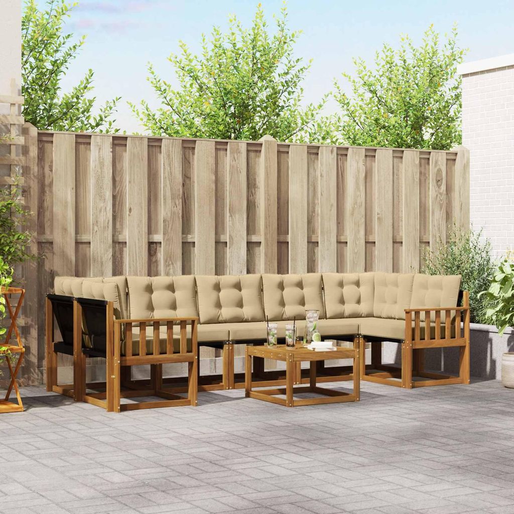 "SALE 2026"Outdoor-Sofagarnitur - CLORIS - Balkonmöbe/Sitzgruppe - mit Kissen 8 pcs - Moderne Design - Natur und Beige - Gartensofas NeuMöbel846204