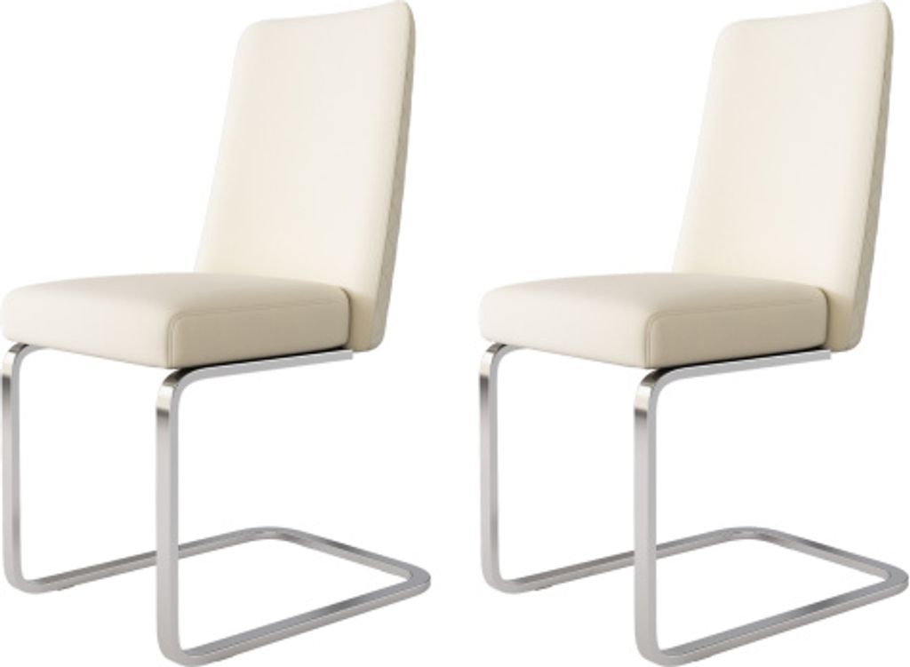 Esszimmerstuhl 2er Set Samt Beige 52x45x88 cm Mit Diamant Ruecken Design Silberne Metallstuetzbeine Luxus Wohnzimmer Schlafzimmer Lounge Sessel