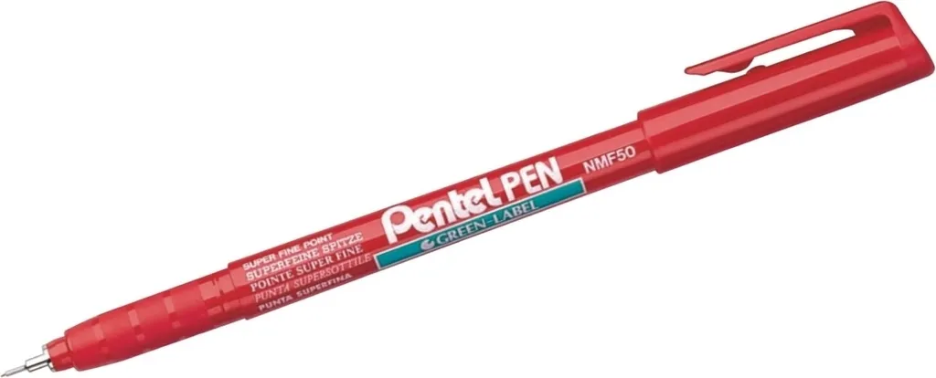 Pentel NMF50 Fineliner Rosso Permanente - Set 12 Pezzi | Qualità Professionale