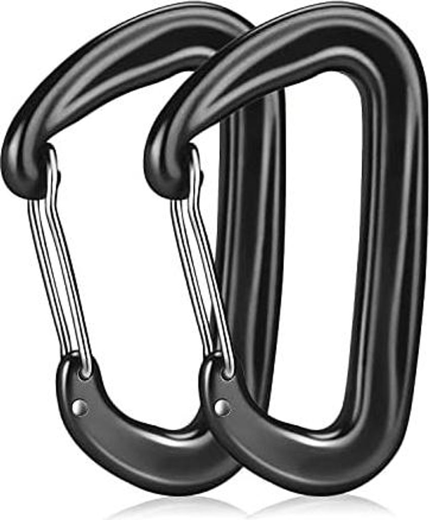 Karabiner mit 1200kg Belastbarkeit, 2 Stück Karabinerhaken Groß Robust, Karabiner Schwarz für Hängematten, Camping, Wandern, Angeln