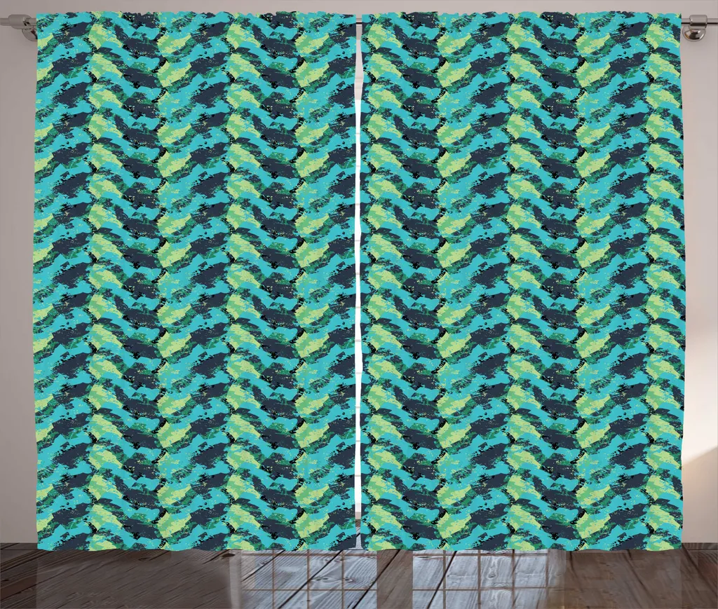 ABAKUHAUS Rideau Rustique à Ondulations Grunge Vert Jade 280 x 225 cm