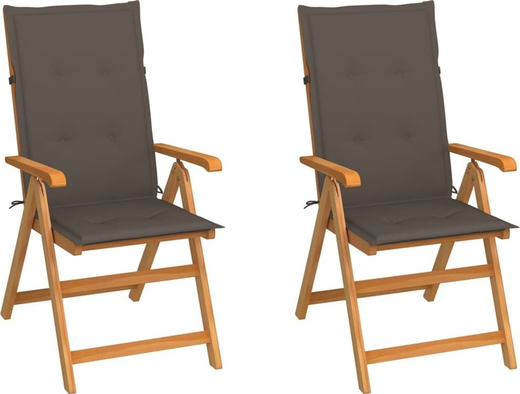 Maison Exclusive - Gartenstühle 2 Stk. mit Taupe Kissen Massivholz Teak