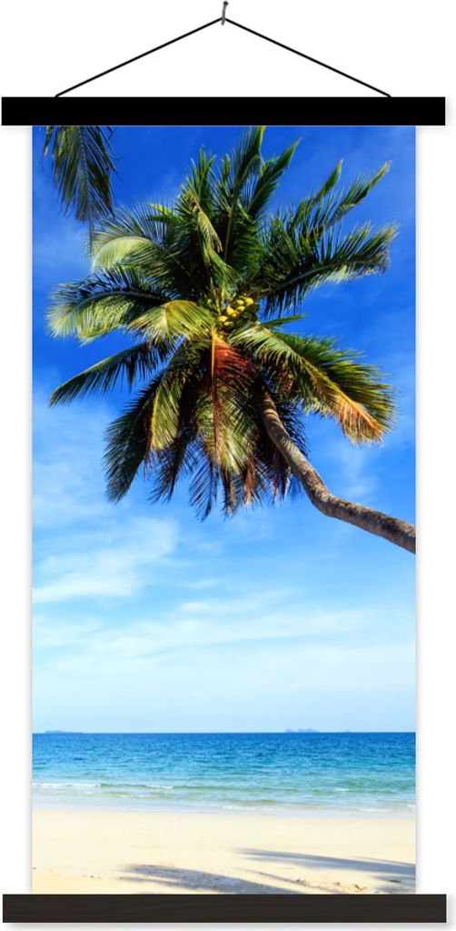 MuchoWow Textilposter Palmen - Strand - Meer 60x120 cm mit schwarzem Rahmen - Magnete