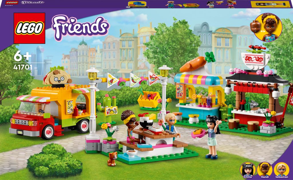 LEGO 41701 Friends Streetfood-Markt mit Taco-Truck und Produktbild 