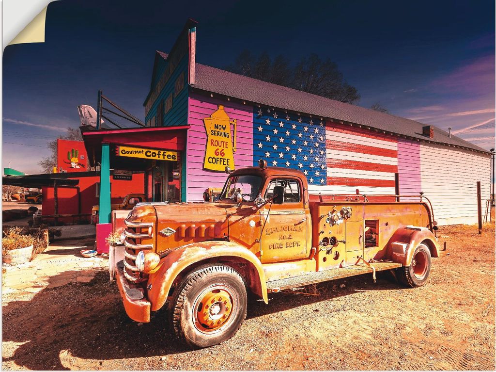 ARTland Wandbild, selbstklebend Feuerwehr Oldtimer Größe: 40x30 cm