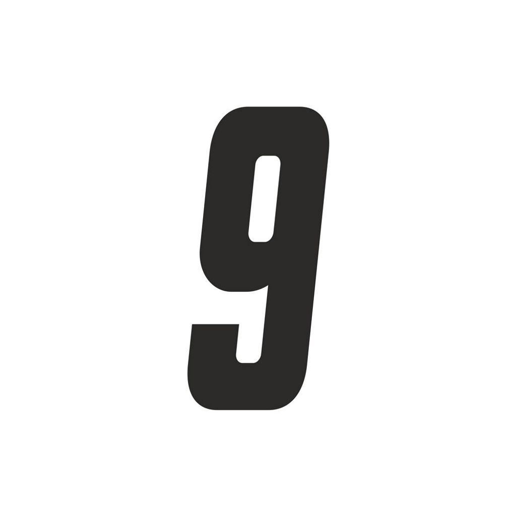 Sticker Rennnummer für Moto Cross "9", schwarz 15 cm