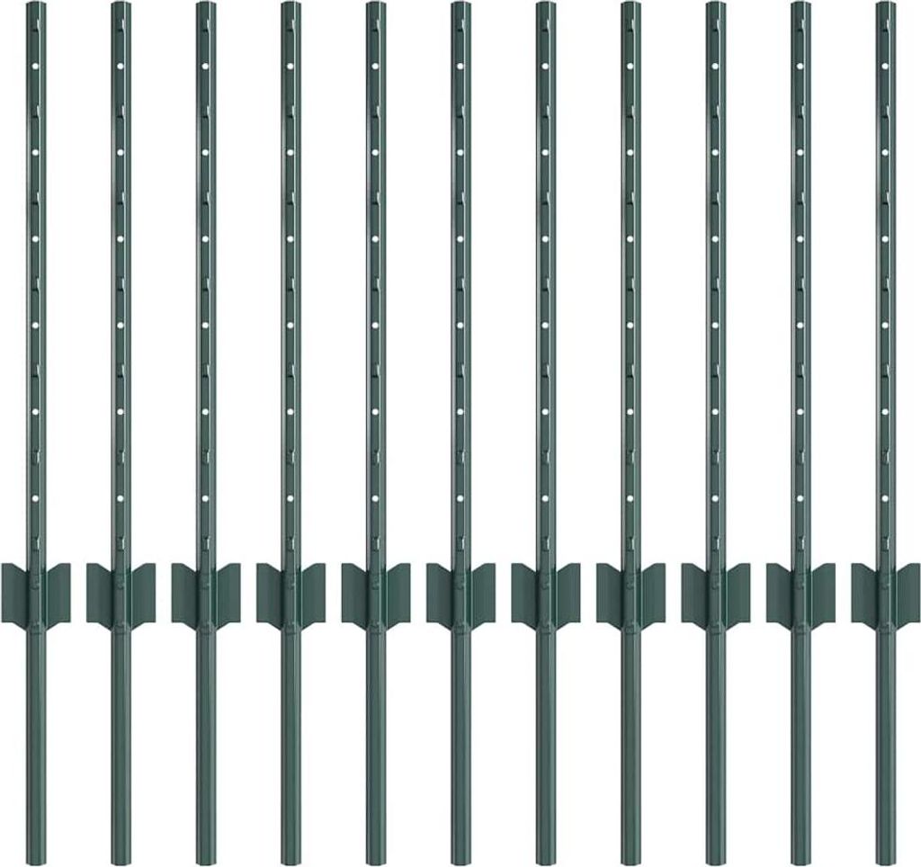 vidaXL Zaunpfosten 11 pcs Grün 100 cm Stahl