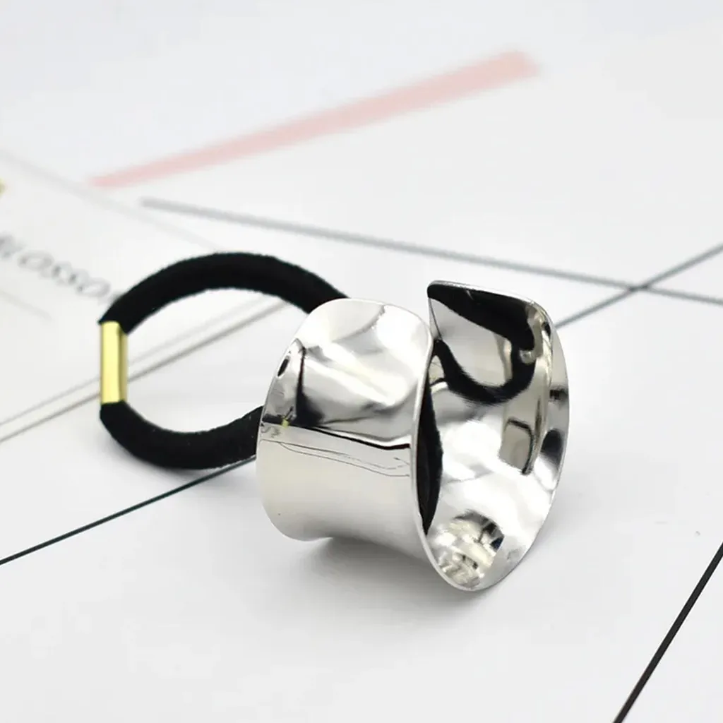 Fascetta per capelli con anello a specchio - accento argento - 3