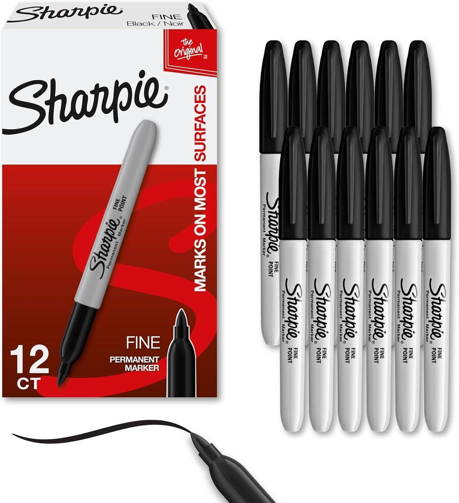 Sharpie S0810930, permanente stift, fijn, zwart, set van 12 Productafbeelding 