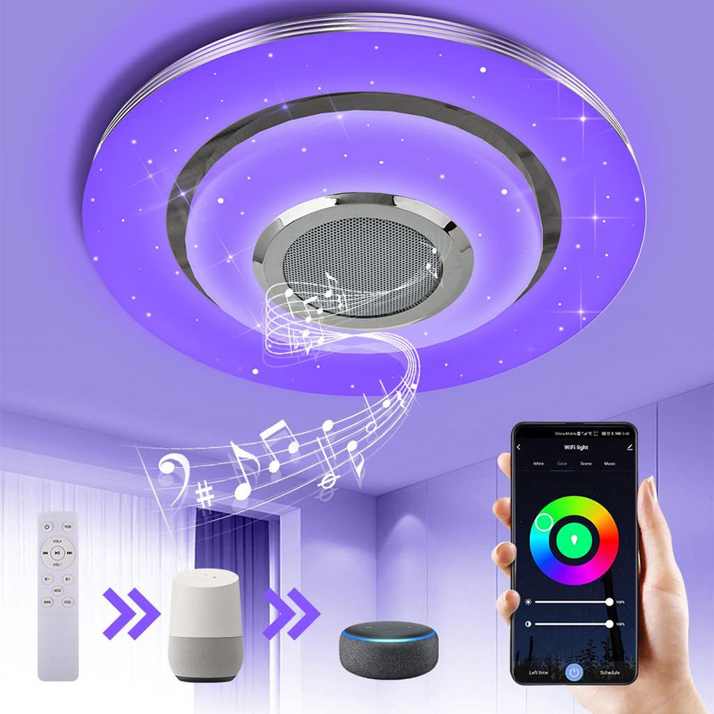 36W LED Deckenleuchte Dimmbar, 30cm Smart RGB Deckenlampe mit Farbwechsel, Wifi Lampe mit Fernbedienung, APP Steuerung, mit Bluetooth Lautsprecher