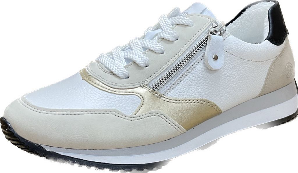Remonte Sneaker - Blütenweiß / Braunbeige Glattleder Größe: 42 Normal