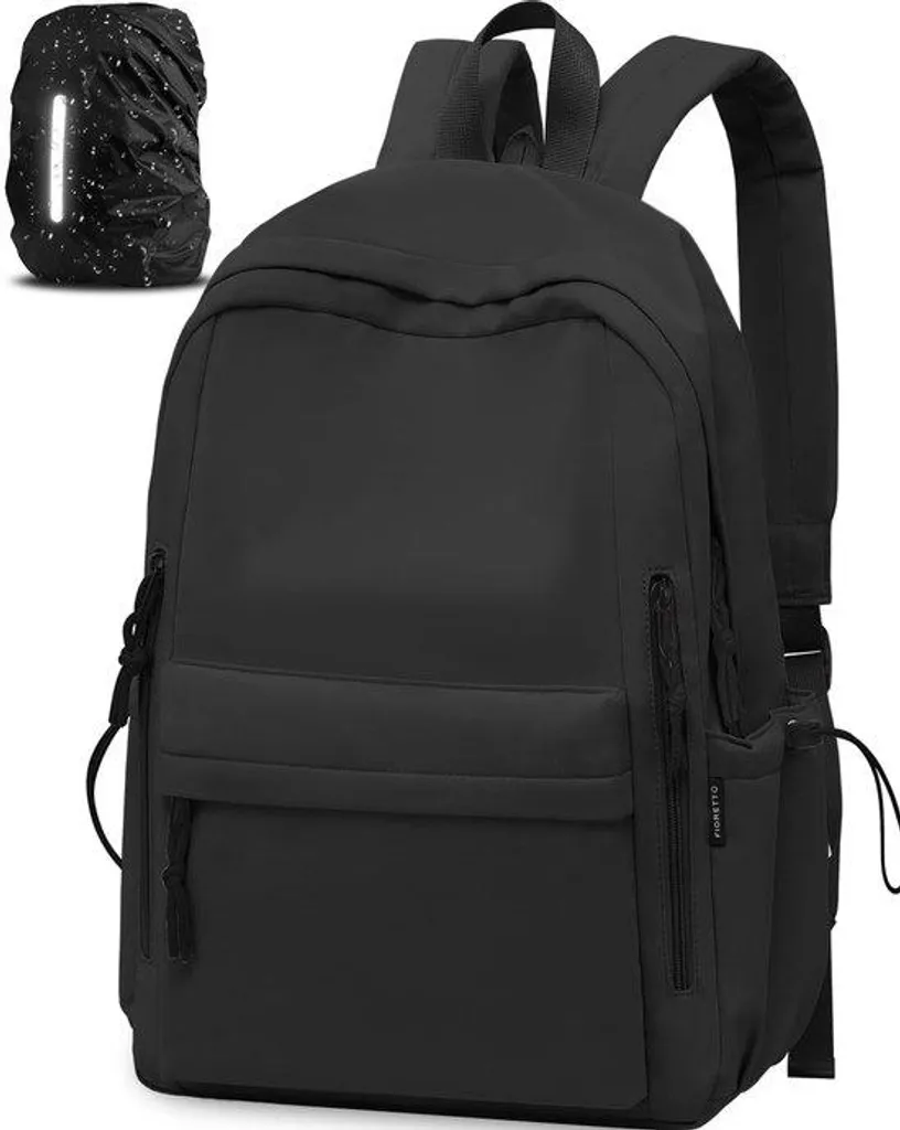 Sac à dos scolaire noir avec housse de pluie et port ordinateur 15.6"