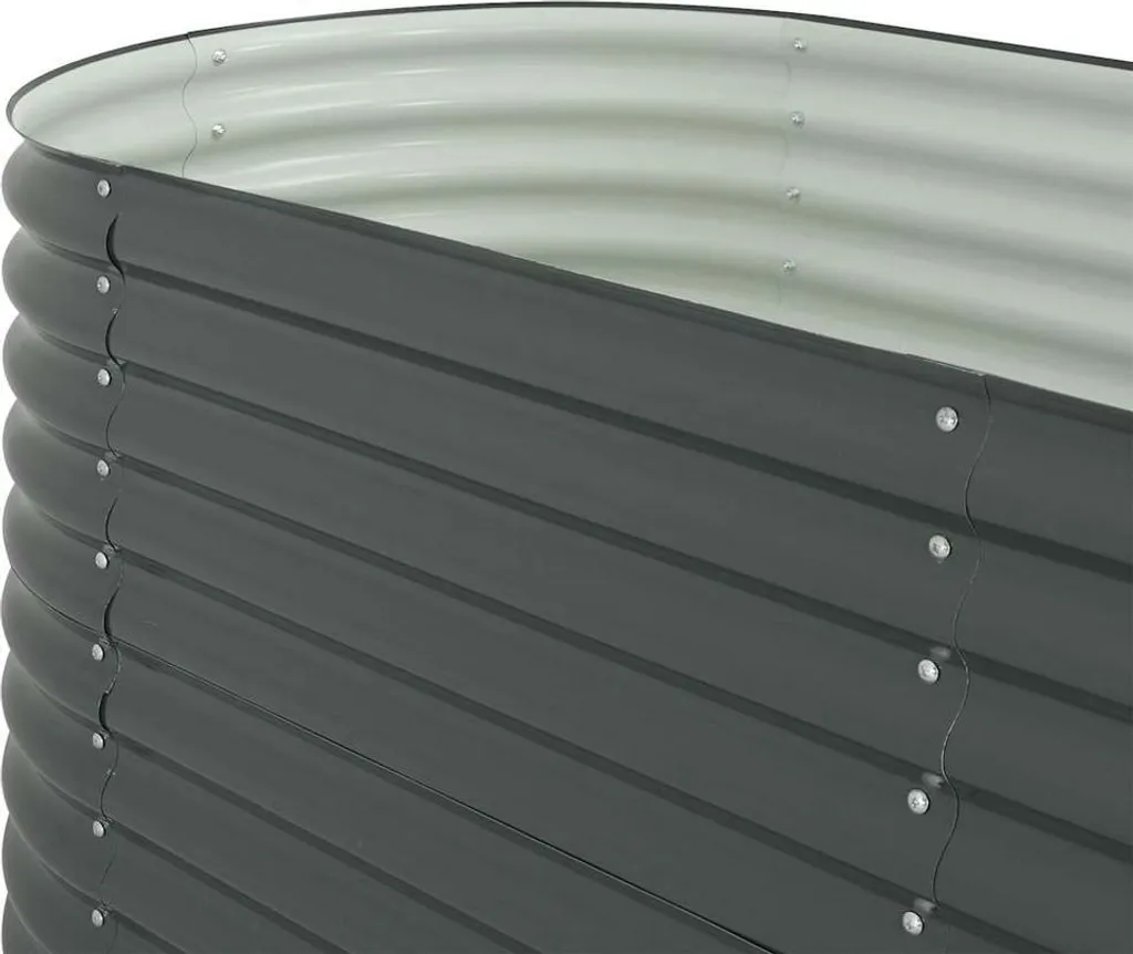 Bac à fleurs surélevé 160 cm en acier galvanisé gris résistant et durable - 8