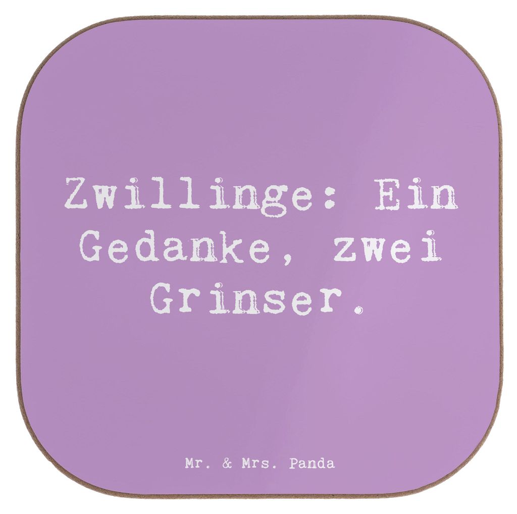 Mr. & Mrs. Panda Tassenuntersetzer Spruch Zwillingsgeschwister Grinser - Lavendeltraum - Geschenk, Gedanken teilen, Zwillinge, Holzuntersetzer, Ver...