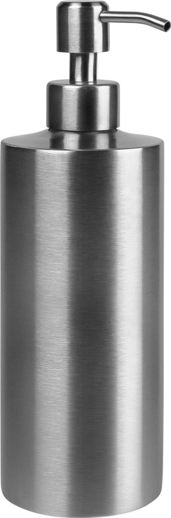 QUVIO Seifenspender - Seifenpumpe - Seifenspender manuell - Seife - Handseife - Seifenhalter - Edelstahl - Freistehend - 550 ml - 7 x 7 x 21 cm (lx...