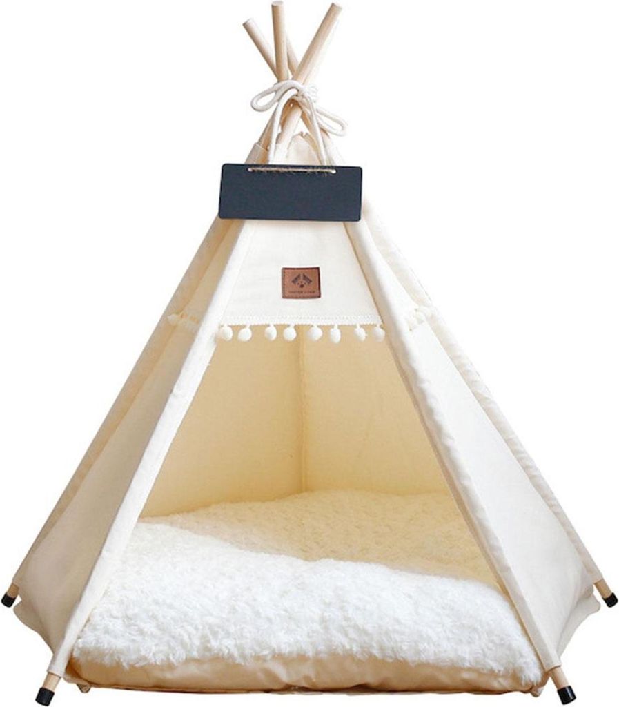 Haustierzelt für Katzen und Hunde,Katzenzelt mit Kissen, Tipi Zelt für Haustiere 60x60x70 cm,Katzenbett mit abnehmbar und waschbar