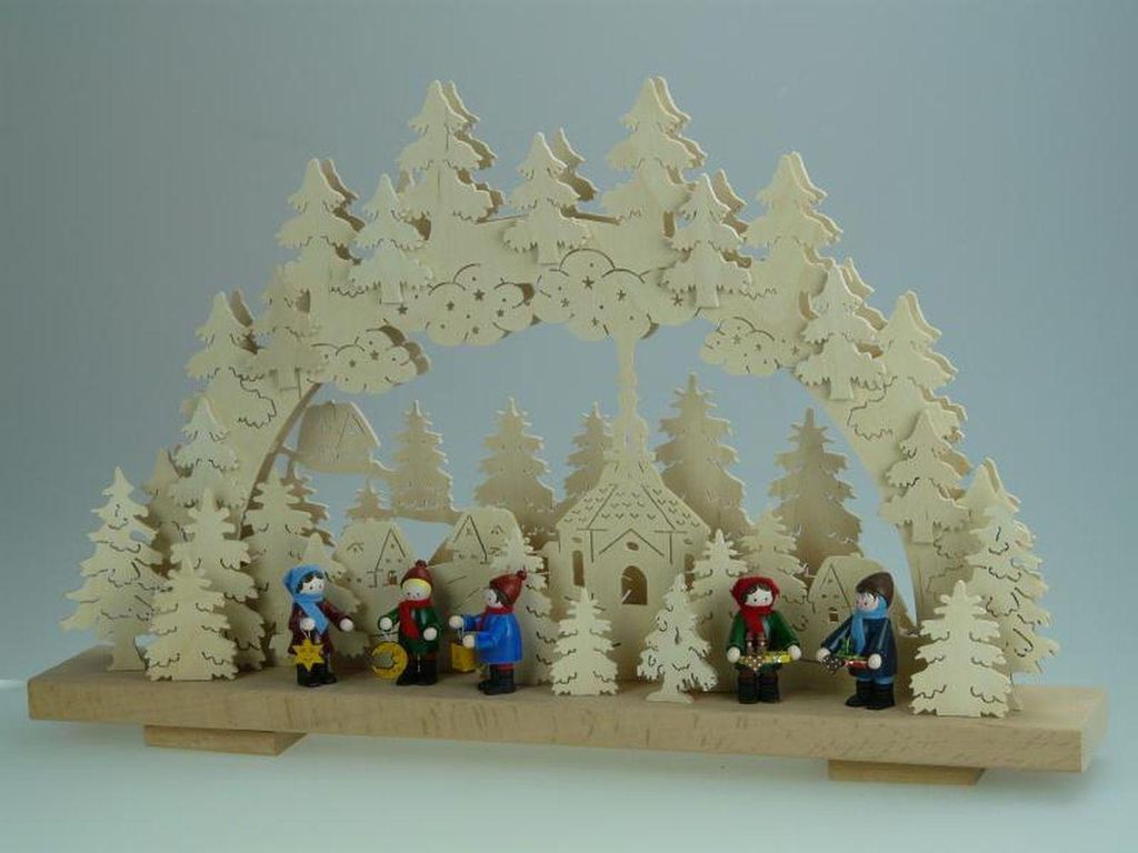 Schwibbogen mit Striezelkinder Laternenkinder und Beleuchtung BxHxT 50x31x10cm NEU