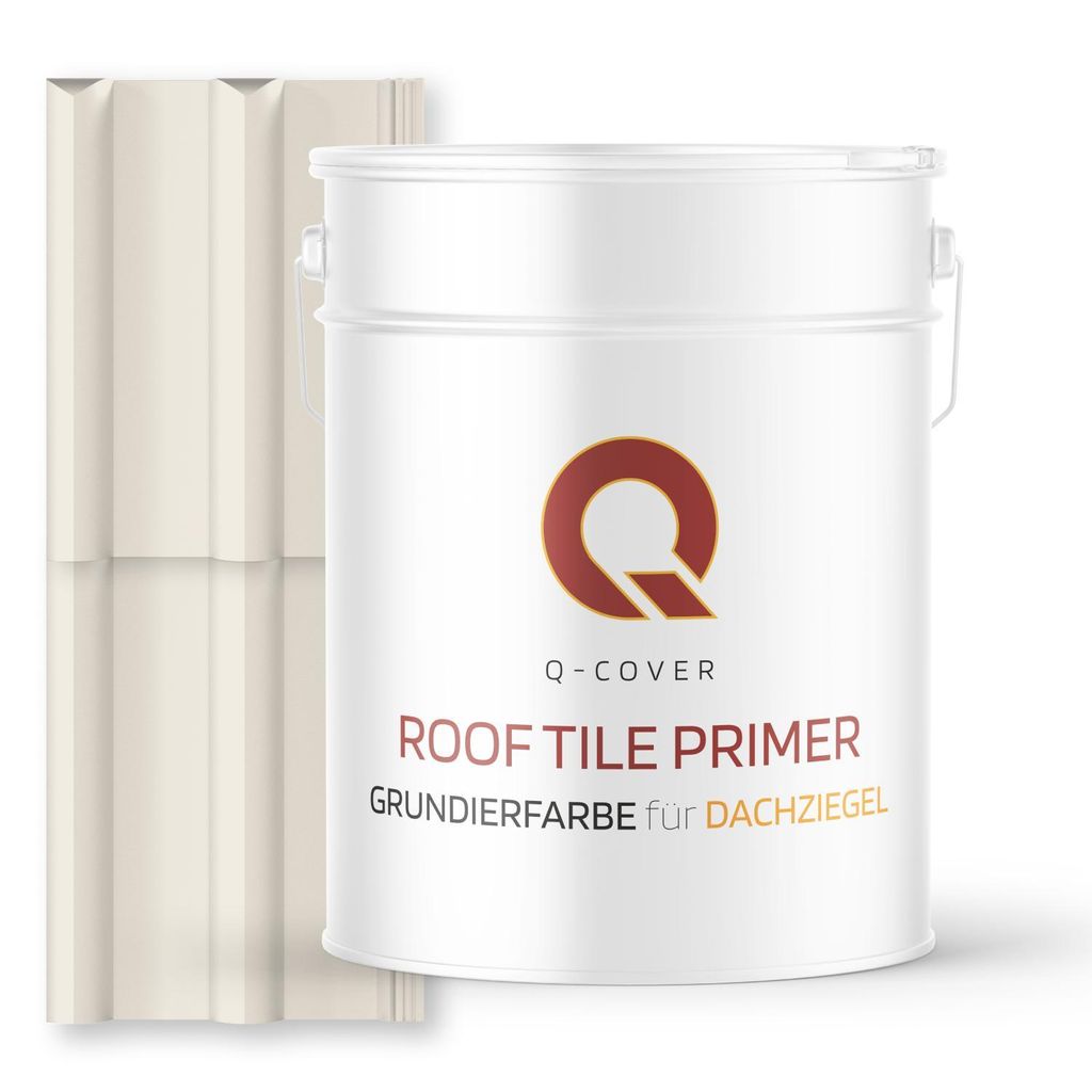 Grundierfarbe für Dachziegel Reinweiß RAL 9010 10 L | wetterfeste Dachbeschichtung | für Ziegel, Beton, Eternit | UV-beständig | Q-COVER
