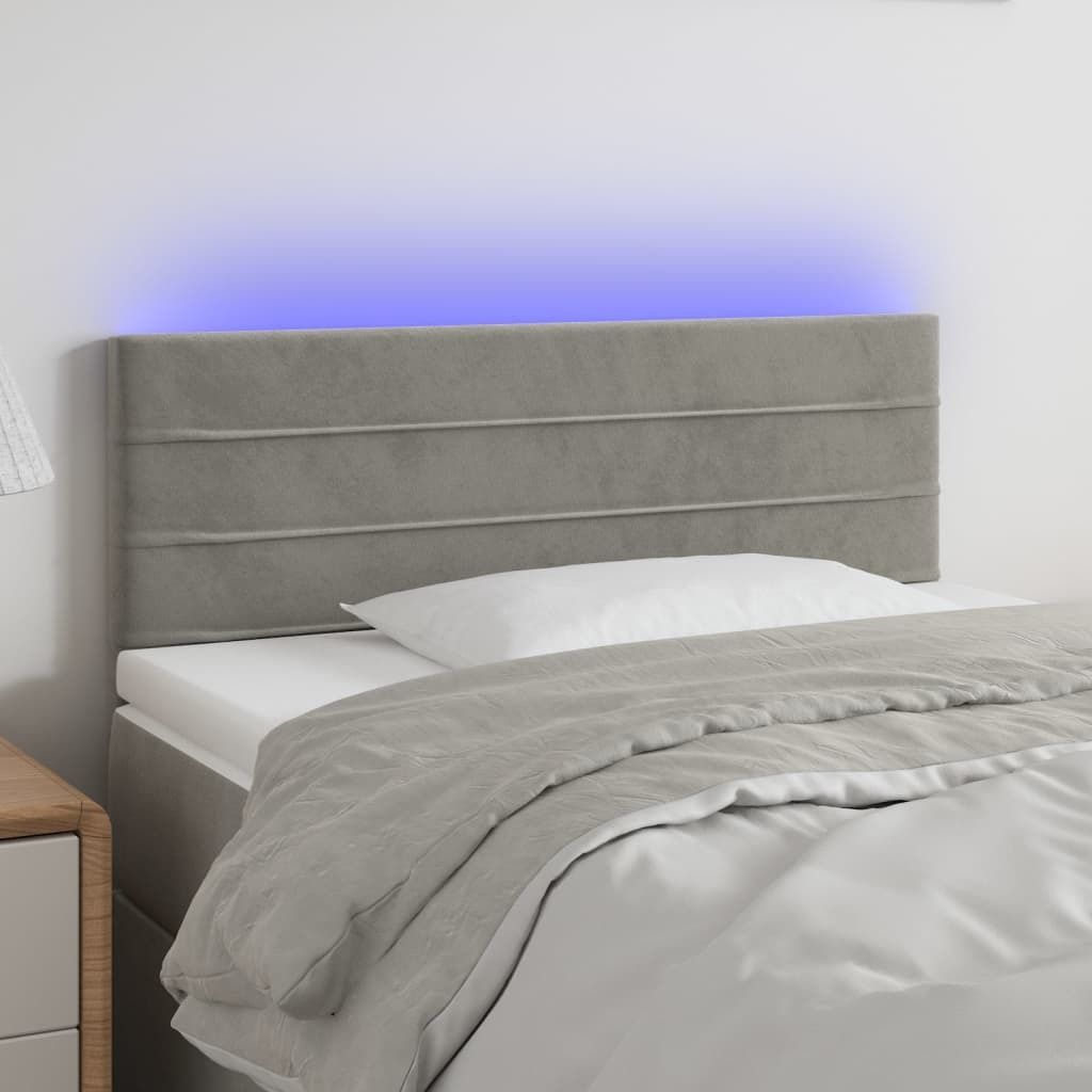 The Living Store LED Kopfteil Hellgrau 80x5x78/88 cm Samt