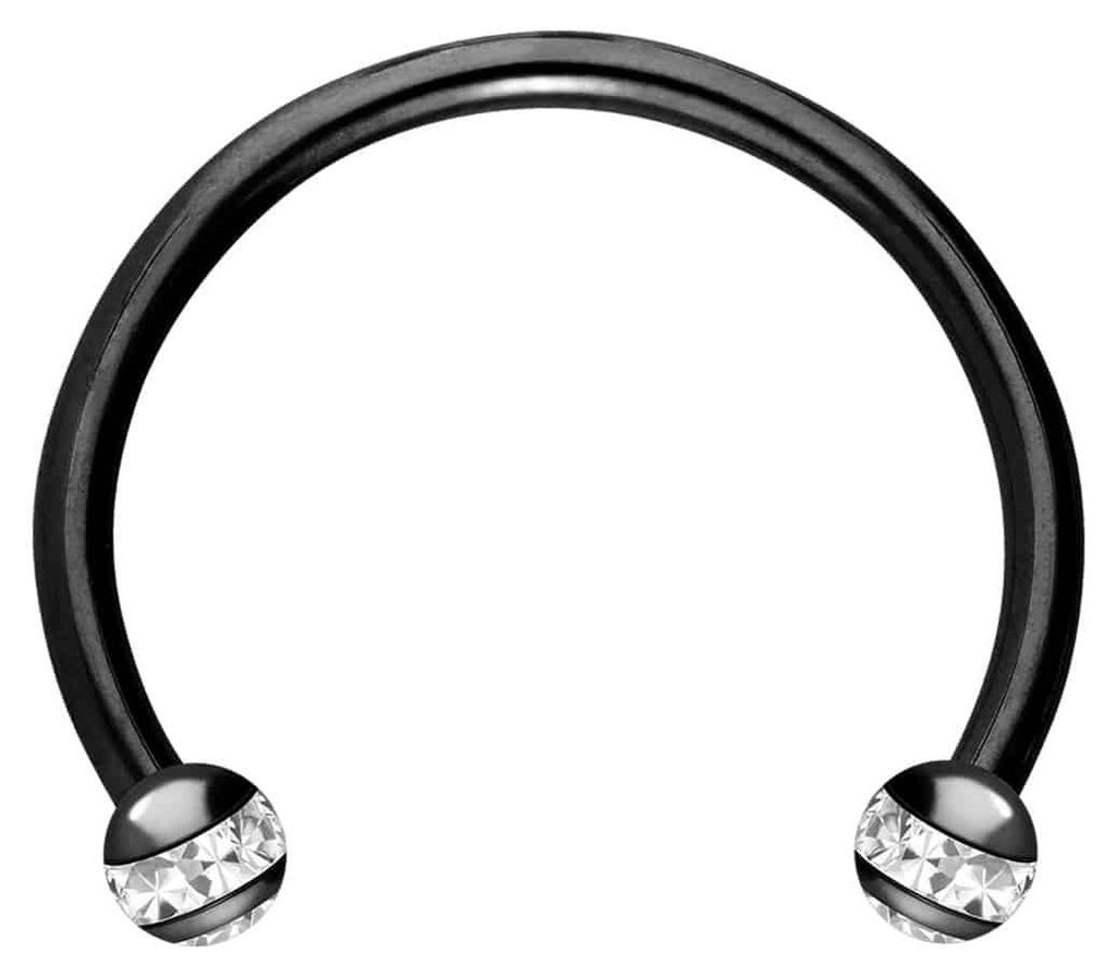 Ohrpiercing, Nasenpiercing, Septum Piercing Chirurgenstahl Hufeisenring EPOXY-RING-KUGELN + KRISTALLE Farbe: Schwarz + Kugelgröße: 5mm Innendurch...