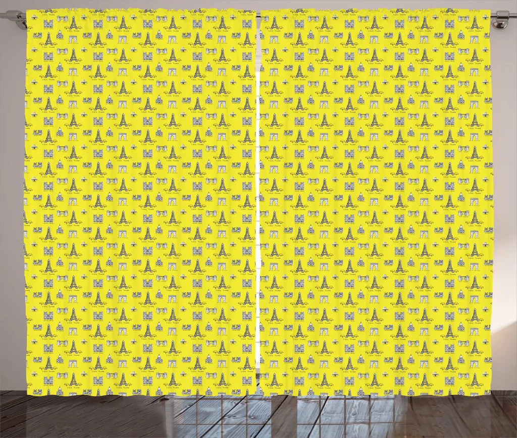 ABAKUHAUS Notre Dame de Paris Rideau à Fronces Jaune et Blanc 280x225cm