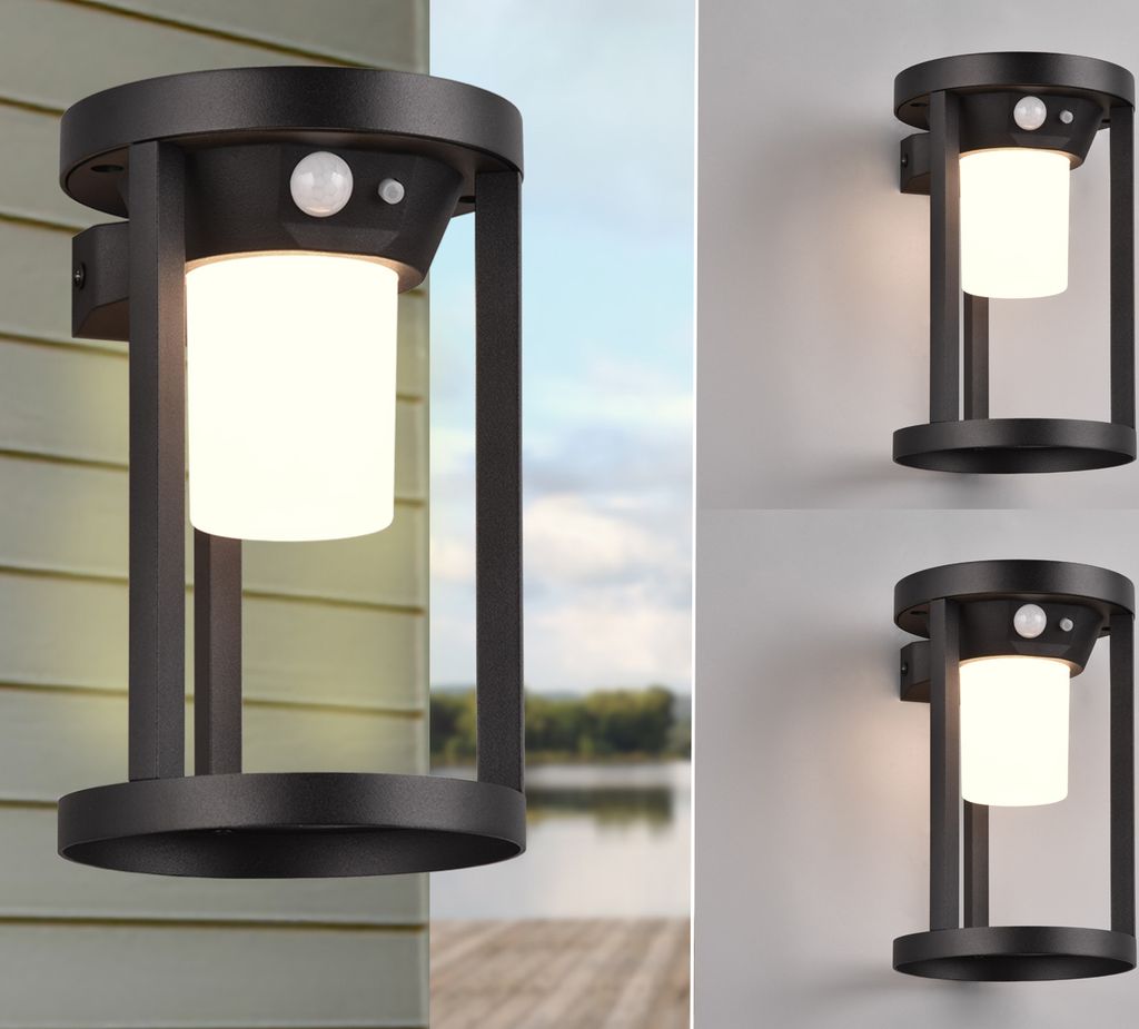 LED Solar Außenleuchten mit Bewegungsmelder, Terrassenlampen, Fassadenlampen