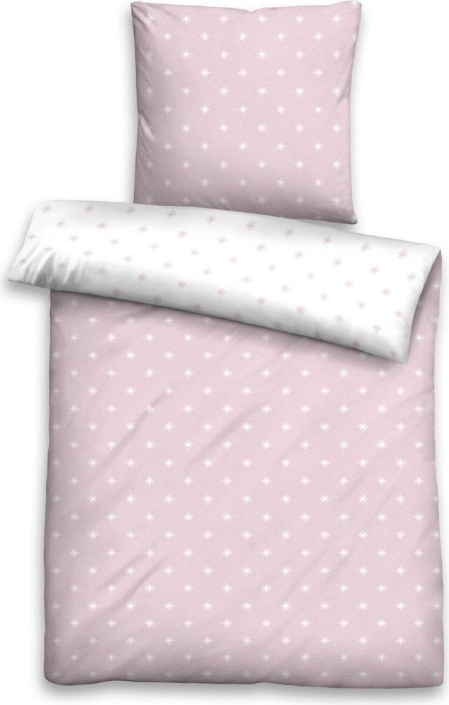 biberna Mako-Satin Bettbezug Mix & Match 0636046 STERNE 1x 200x200 cm, taupe color: rose, size: 1x 155x200 cm