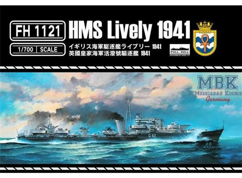 HMS Lively 1941 Flyhawk FH1121 avec Détails Photo-découpés et Coque Précise 1/700