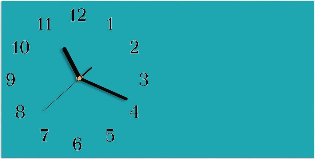 Wanduhr aus Glas mit Motiv Türkiser Hintergrund II- 60 x 30 cm - inkl. Aufhängesystem