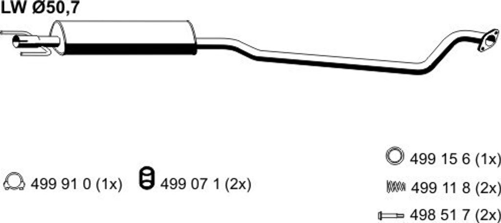 ERNST 052207 Mittelschalldämpfer Schalldämpfer für OPEL Astra G CC (T98) Astra G Caravan (T98) Astra G Limousine (T98)