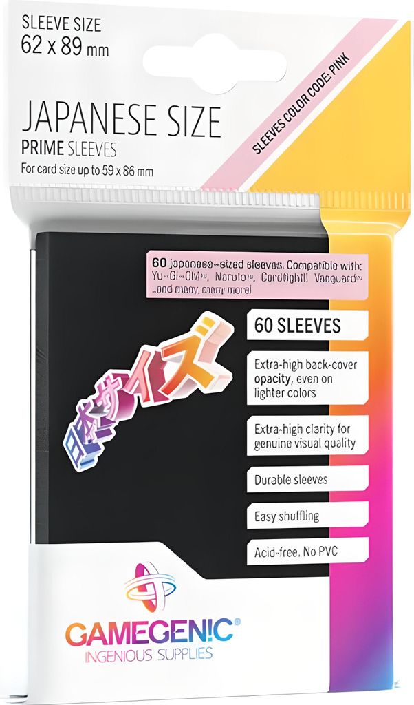 Gamegenic - PRIME Japanese Sized Sleeves Black (60 Sleeves)