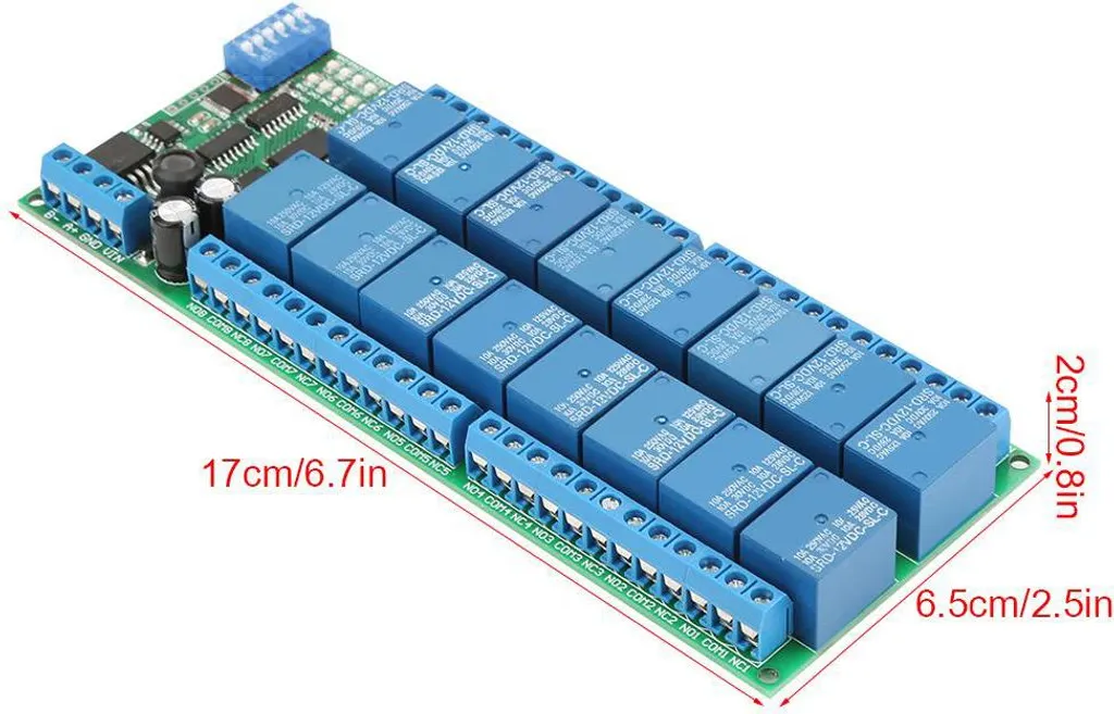 Module 16 relais Modbus RTU RS485 12V CC haute performance pour PLC - 9