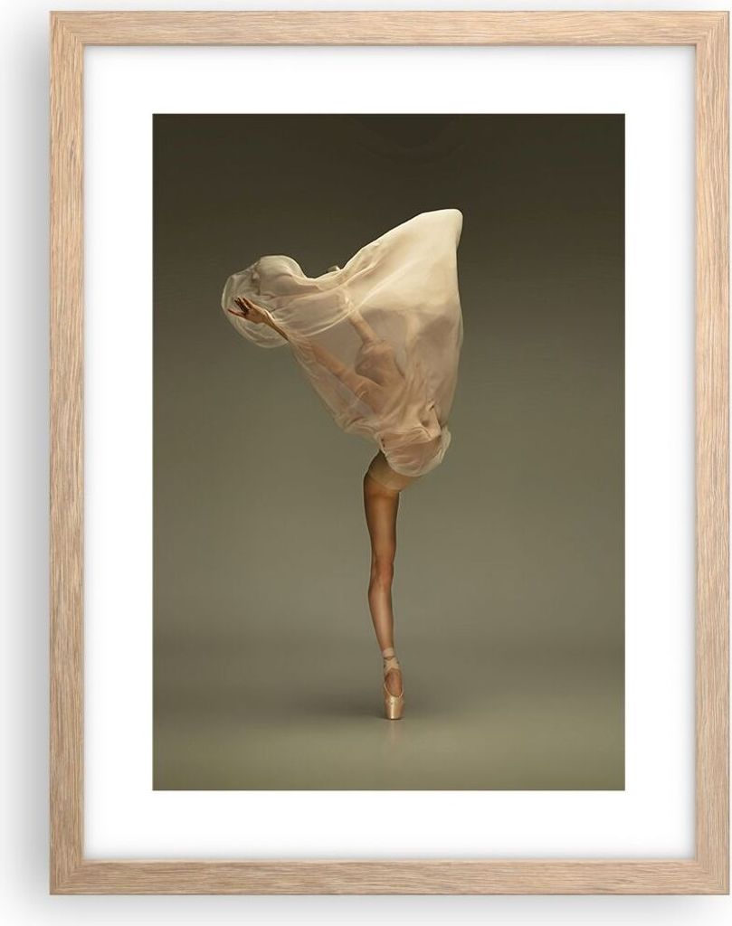 Gerahmtes Poster - Rahmen in heller Eiche - Ballerina Figur Tanzen - 30x40 cm - Wand Bild - Wanddeko - Wandbilder - Kunstposter - Wandposter - Bild...