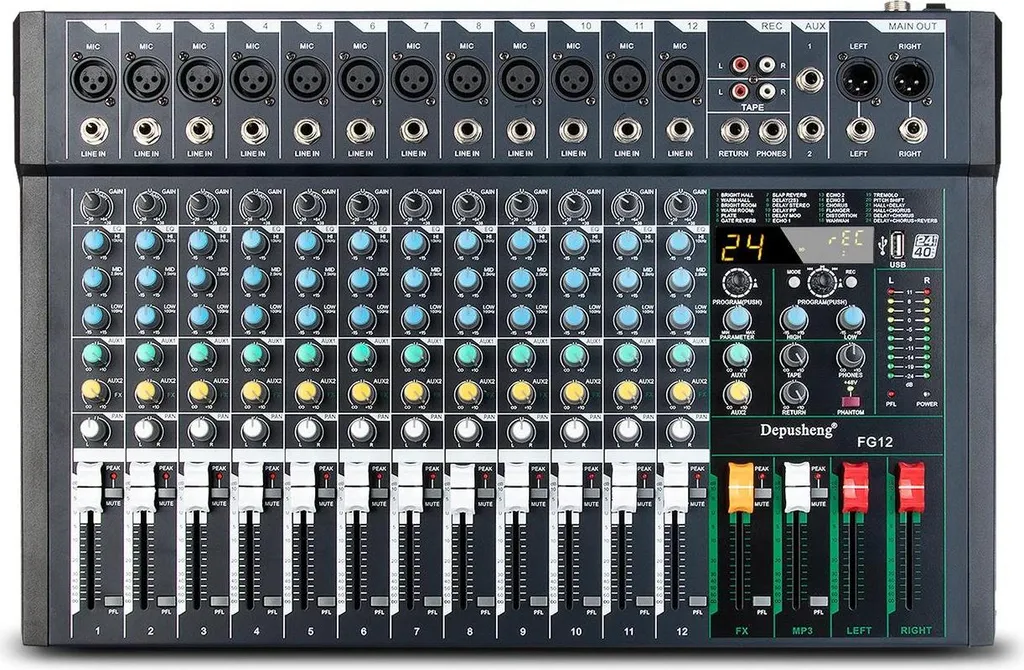 Console de mixage analogique FG12 avec multi-effets DSP intégrés